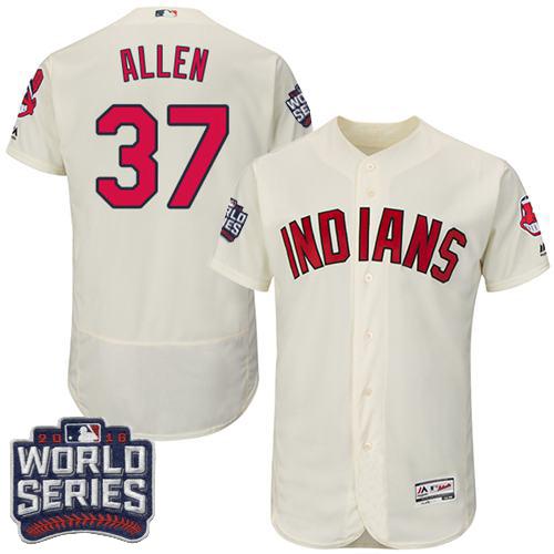 Indians #37 Cody Allen Cream Flexbase Authentic Collection 2016 World Series Bound Stitched MLB Jersey